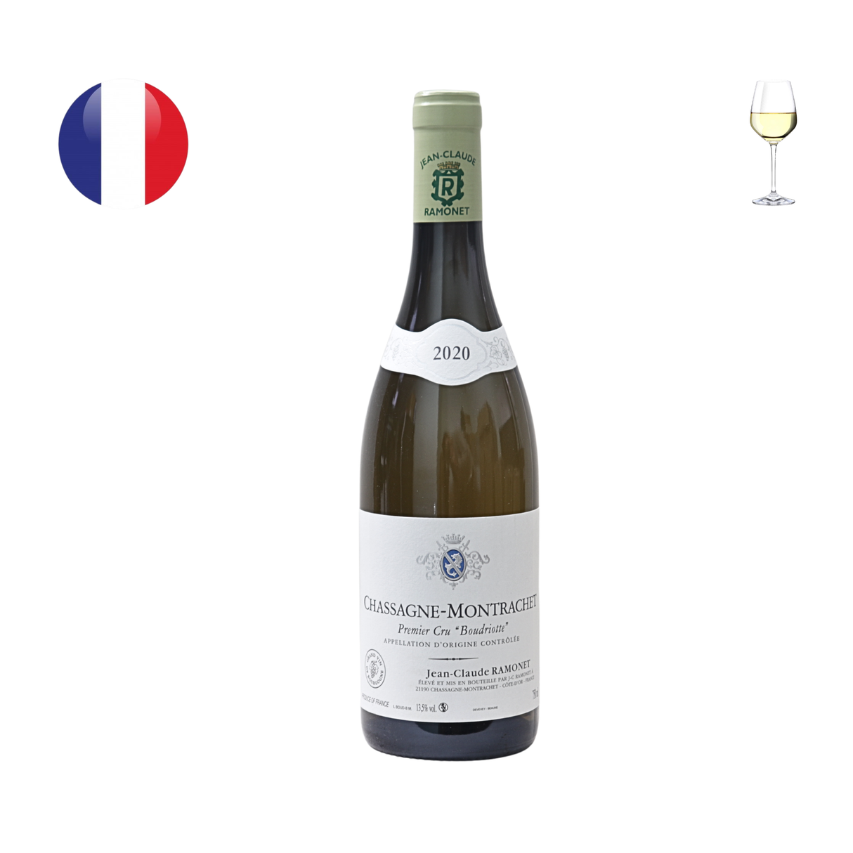 Domaine Ramonet Chassagne Montrachet 1er Cru “Boudriotte”白酒 2020 年,750 毫升