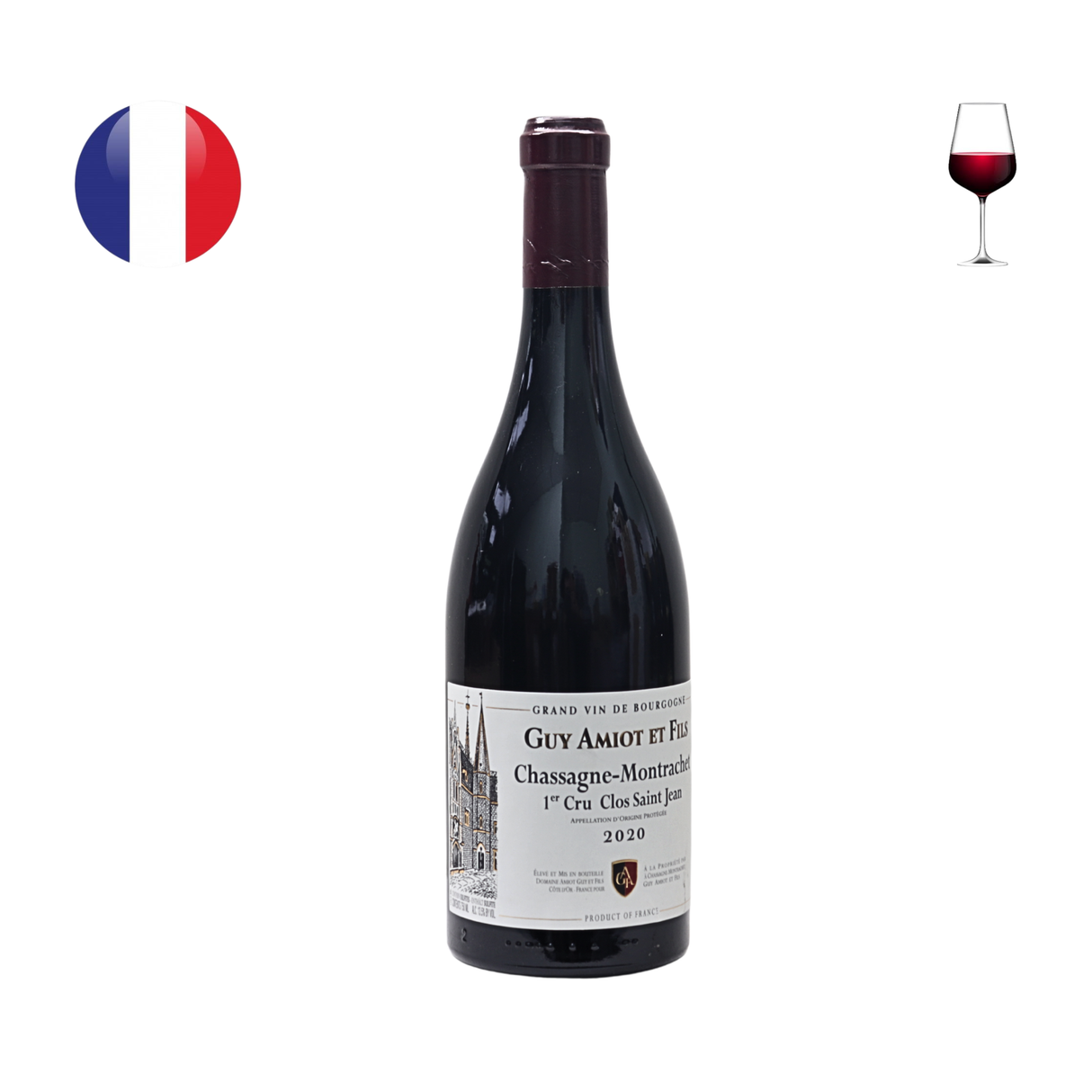 Domaine Guy Amiot Chassagne Montrachet 1er Cru "Clos St Jean" Rouge 2020, 750ml