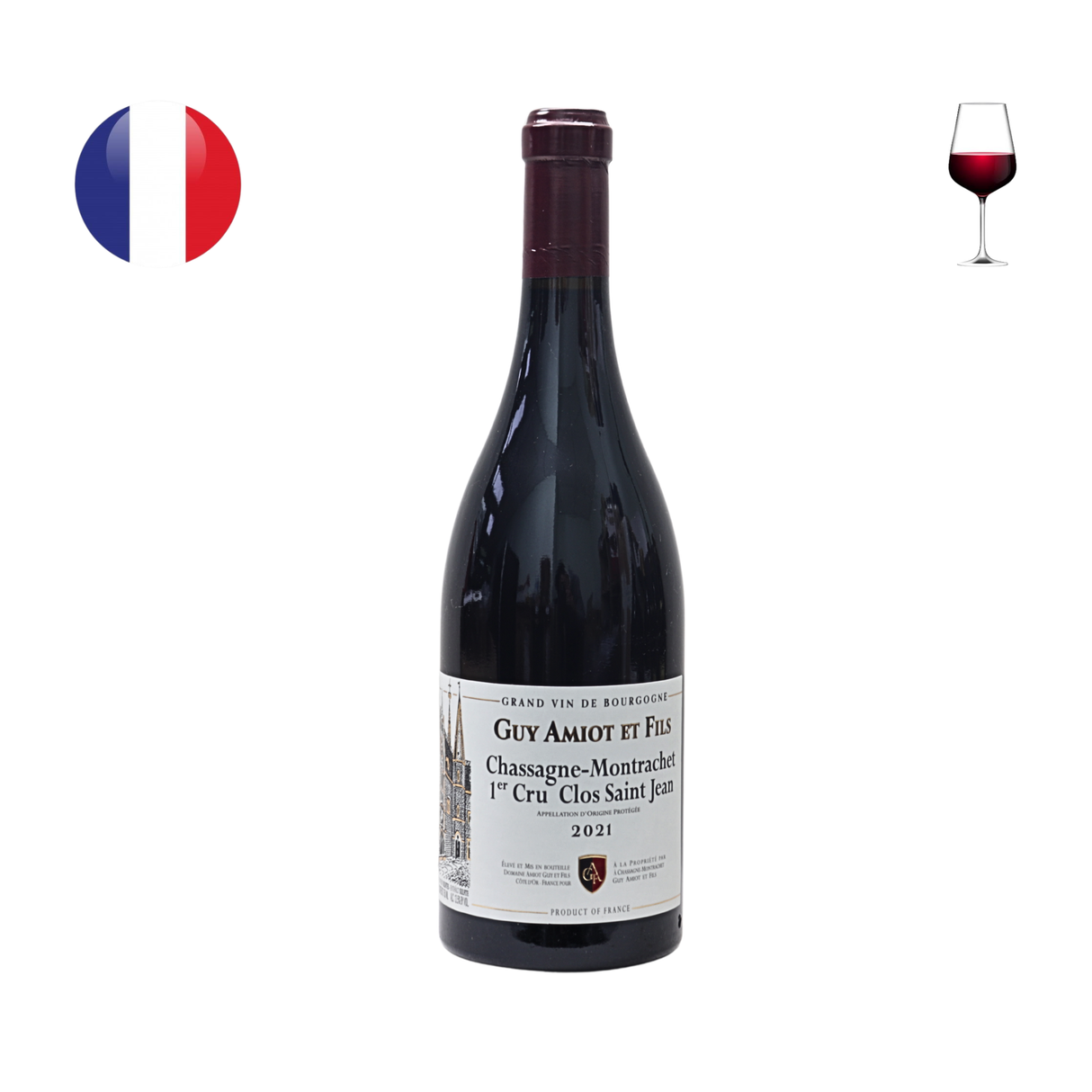 Domaine Guy Amiot Chassagne Montrachet 1er Cru "Clos St Jean" Rouge 2021, 750ml