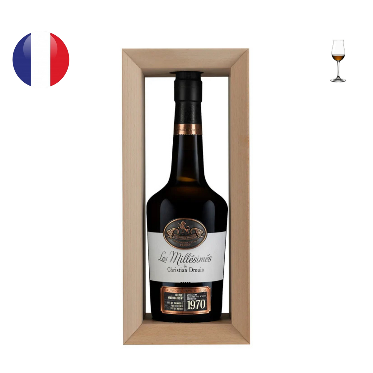 Christian Drouin Calvados Pays d'Auge Millesime 1970