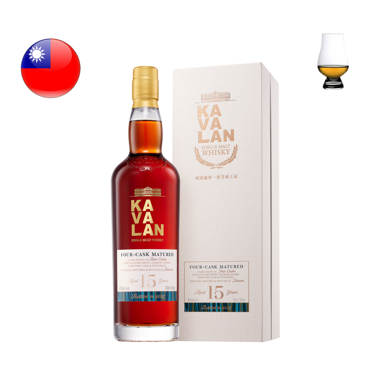 Kavalan Four Cask Matured 15 Year Old, 750ml