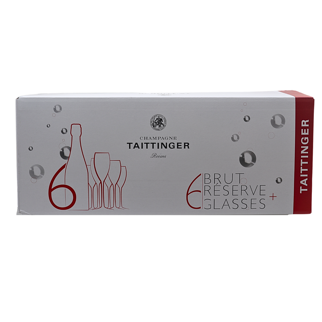 Taittinger Brut Reserve N.V. (case of 6 bottles w/ 6 Champagne glasses)