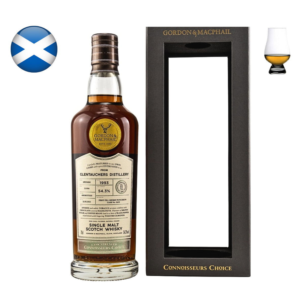 Glentauchers 1993, 27 Year Old "Connoisseurs Choice" G&M