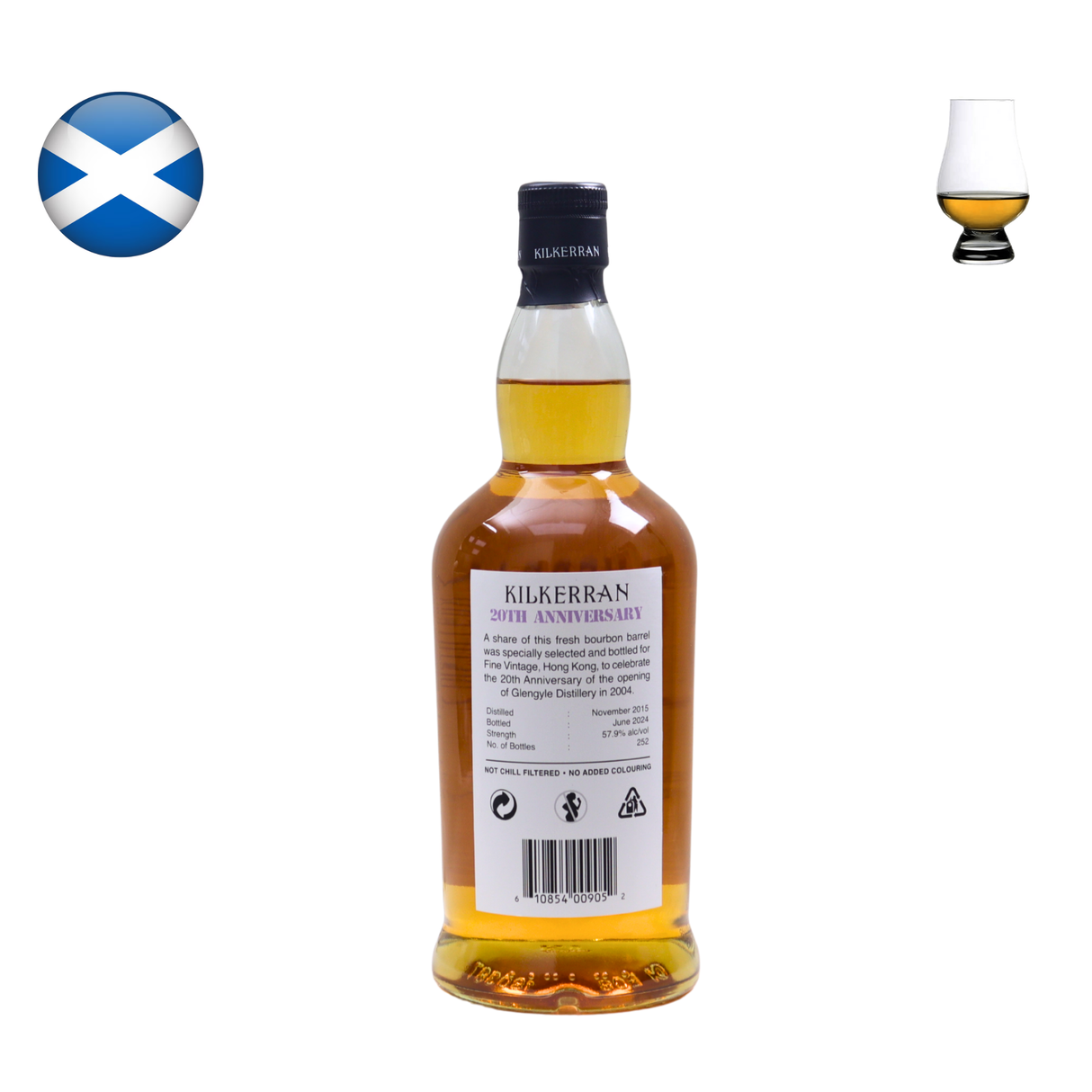 Kilkerran 2015, 8 Year Old "Heavily Peated", 20th Anniversary Fine Vintage Single Cask - back label