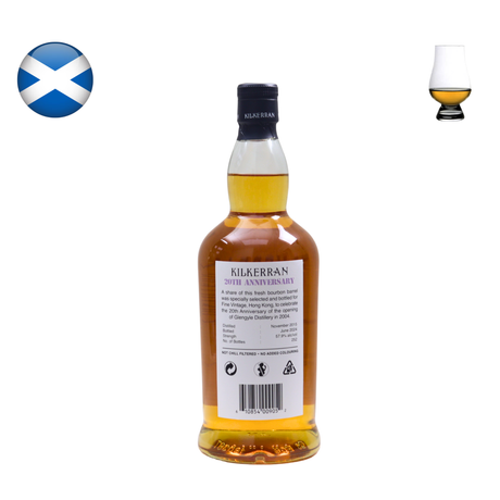 Kilkerran 2015, 8 Year Old "Heavily Peated", 20th Anniversary Fine Vintage Single Cask - back label